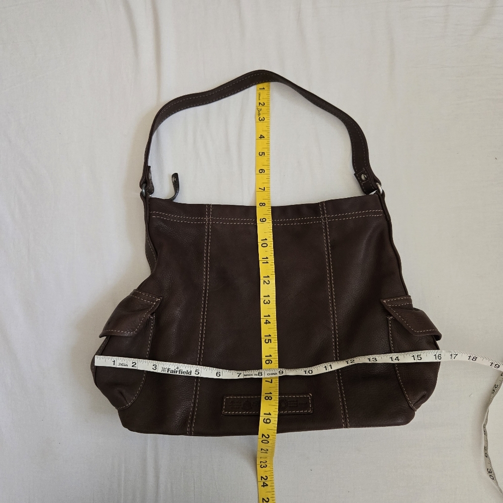 Fossil Brown Pebbled Leather Shoulder Bag Purse - Picture 10 of 11